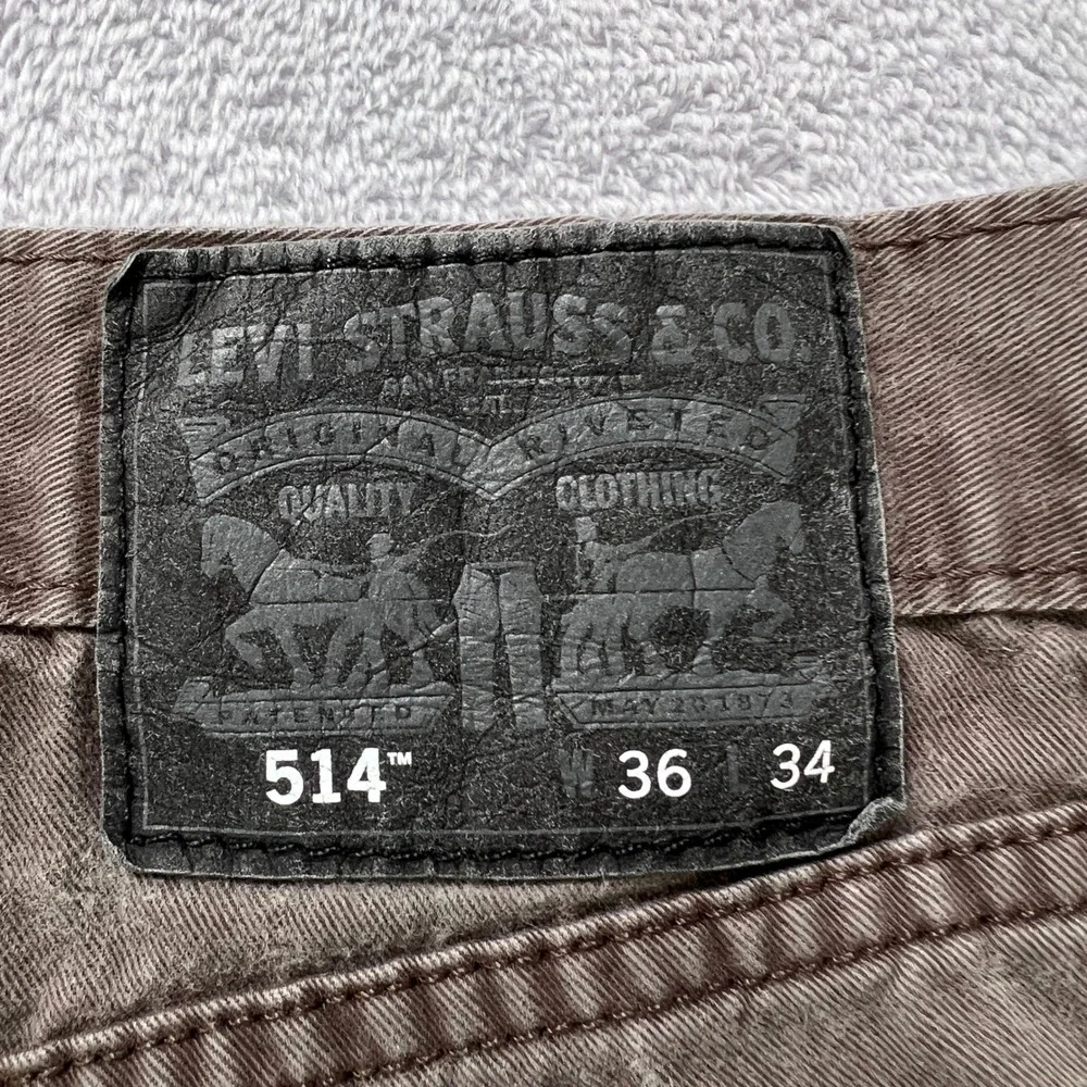 Levi's 514 Men's Straight Fit Jeans 36x34 Brown Cotton‎ Earthy Neutral Workwear